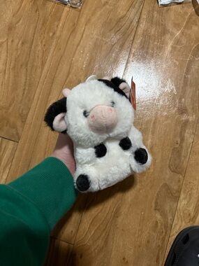 Plush Cow Handheld Soft Toy - White and Black